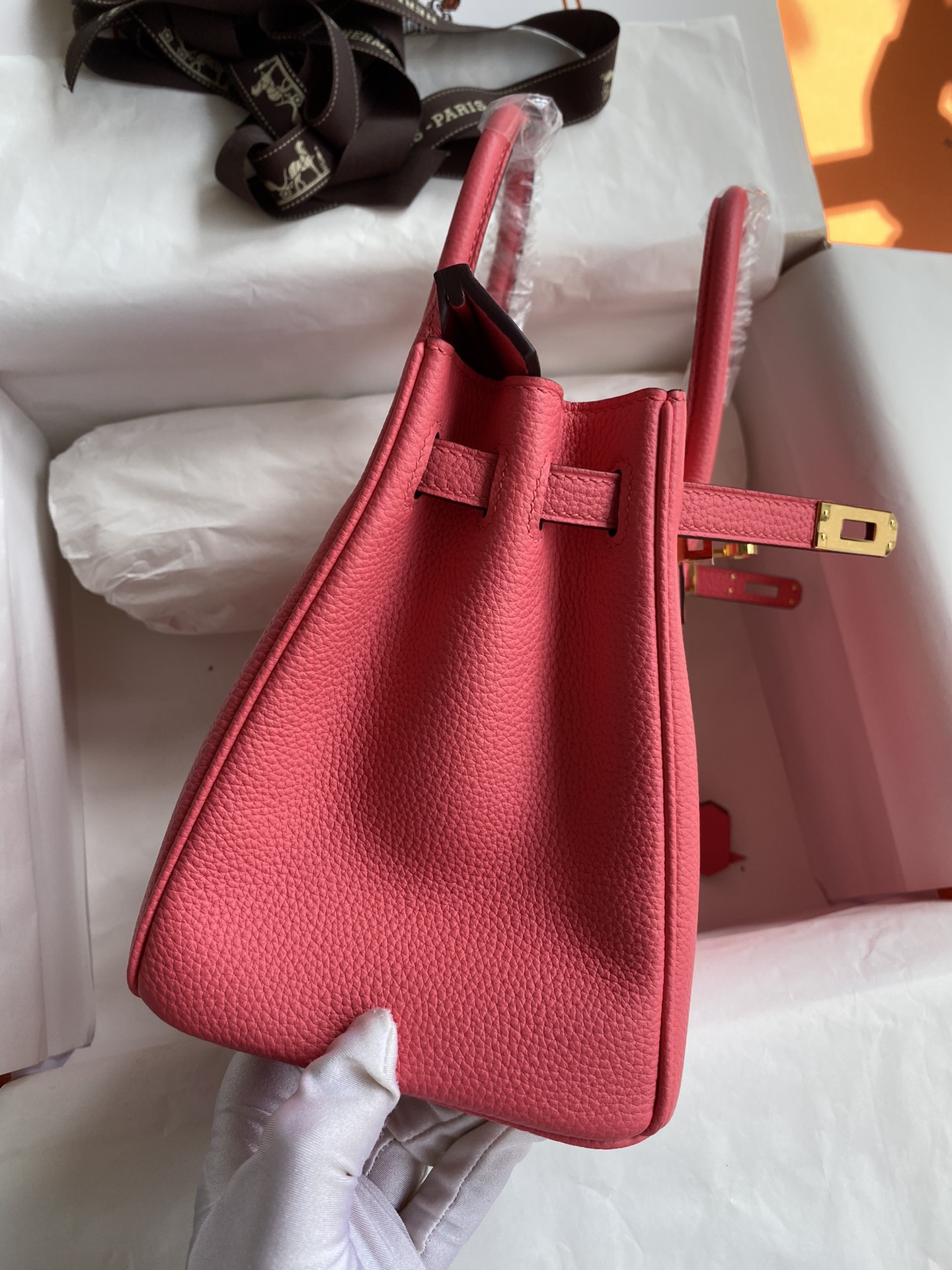 Hermes Birkin 25CM Togo Leather Handbag Rose Azelee